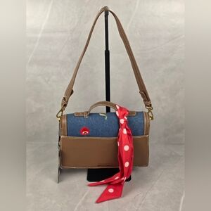 Steve Madden Brown and Blue Women's Bag with Red Scarf